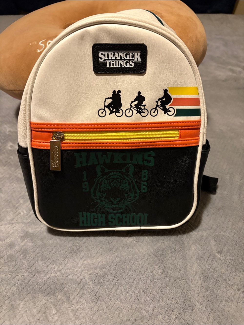 Stranger Things Hawkins High School Mini Backpack - White, Black, Orange